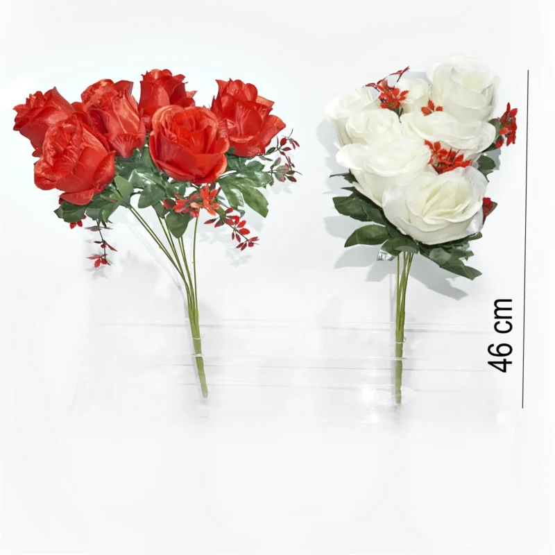ROSA EN BLANCO Y ROJO X7PCS 51CM