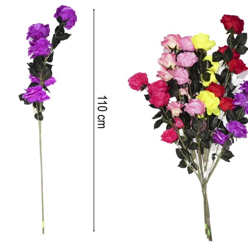 ROSA EN VARA COLOR CREMA X5PCS 116CM LARGO 13CM FLOR