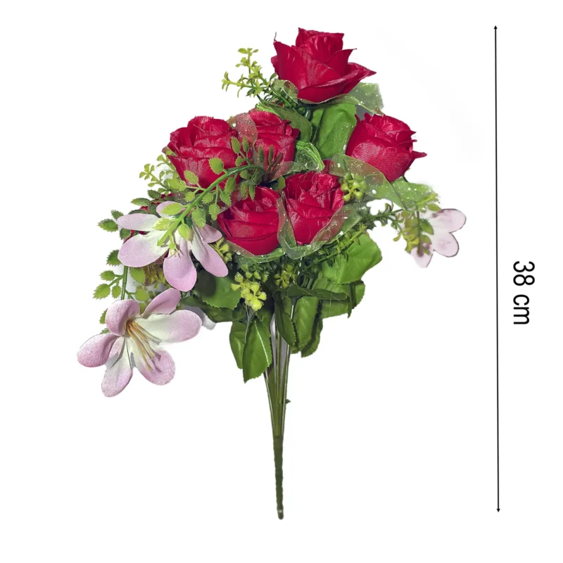 ROSA ROJA CON LIRIO X12PCS