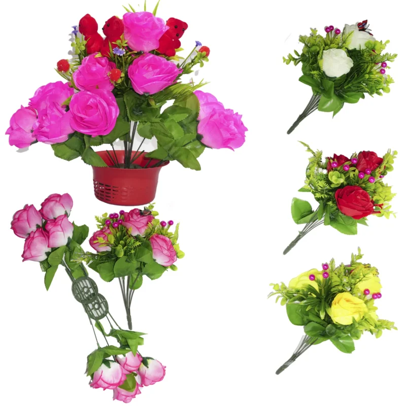 ROSA CON OSITO EN MACETA X12PCS