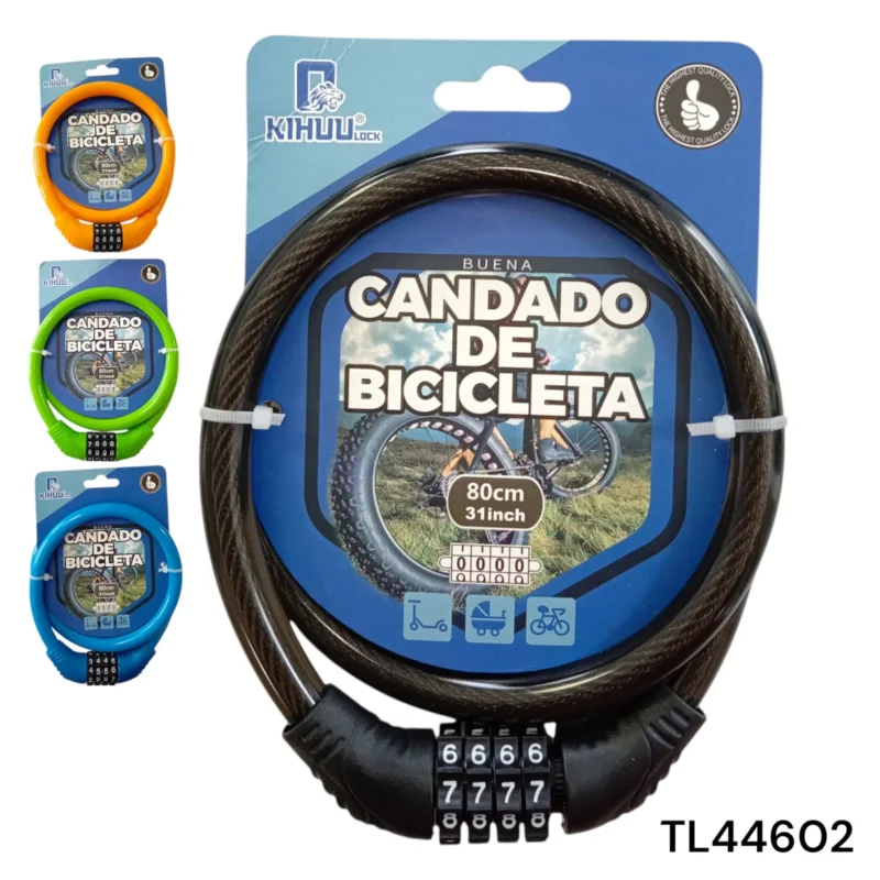CANDADO PARA MOTO CON CLAVE DE 4 DIGITOS DE 80CM