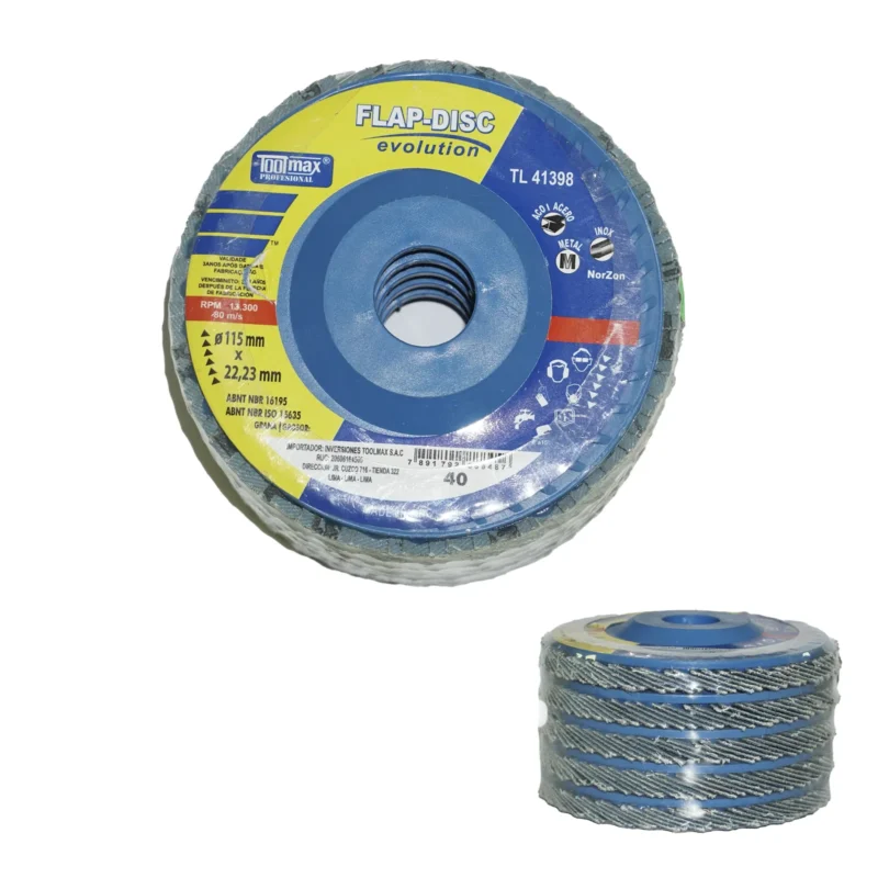 DISCOS FLAP TOOLMAX PREMIUM 115MM X 40