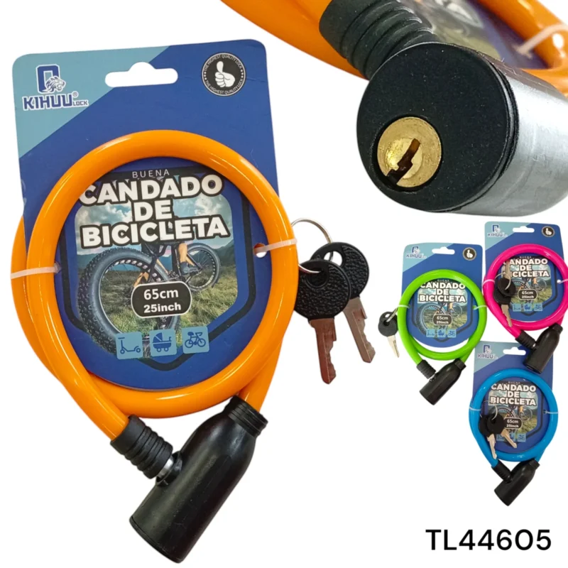 CANDADO PARA BICICLETA CON 2 LLAVES 65CM
