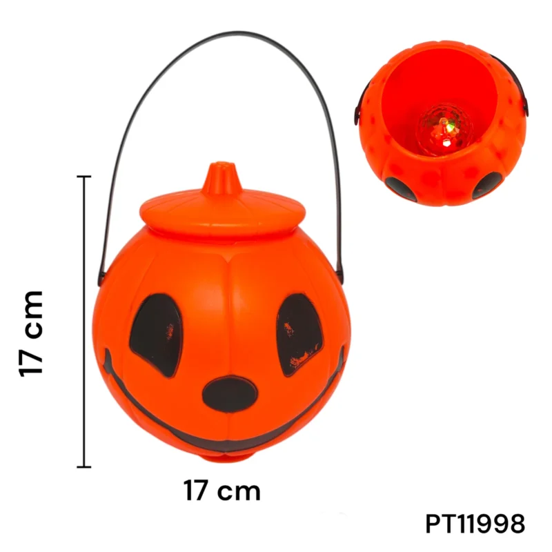CALABAZA DE HALLOWEEN CON TAPA Y LUZ, MUSICAL