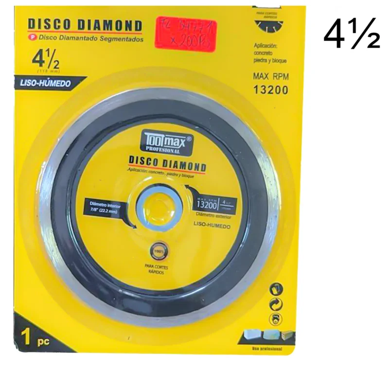 DISCO DE MAYOLICA DIAMANTADO CONTINUO 115MM TOOLMAX